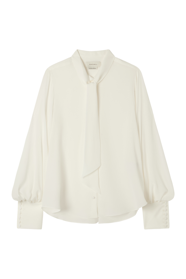 Bow Blouse in Sandwashed Crepe De Chine