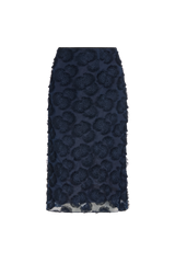 Pencil Skirt in Embroidered Silk Organza