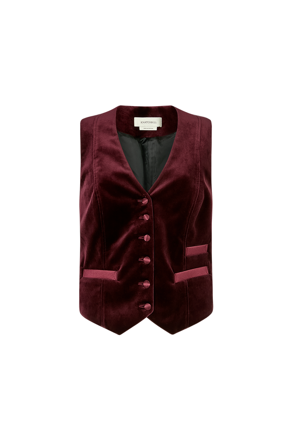 Fitted Waistcoat with Six Buttons in Velvet
