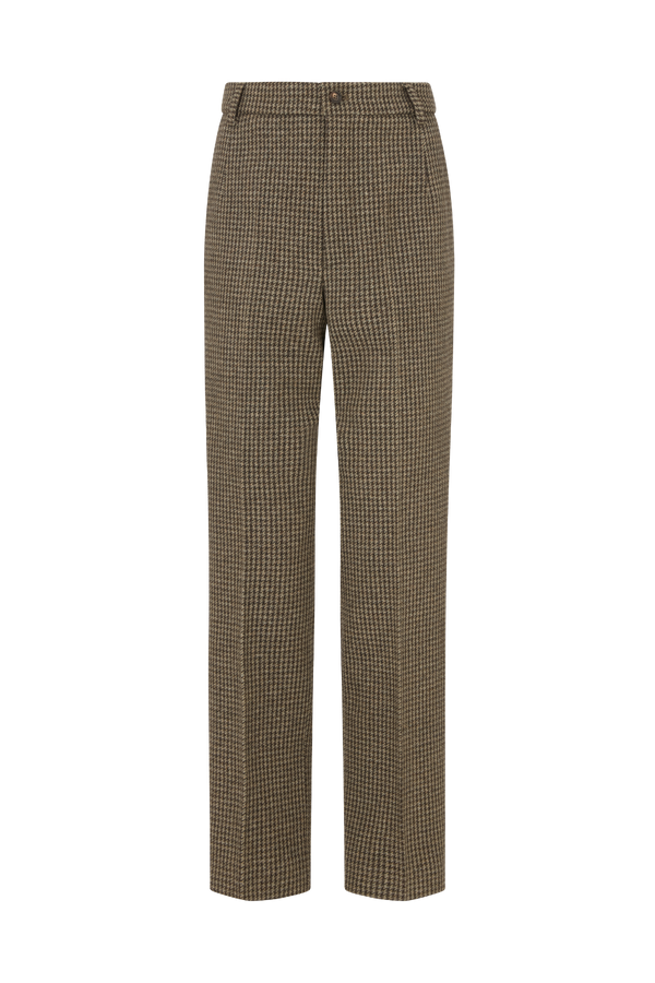 Fitted Trouser in Houndstooth Tweed Wool