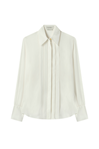 Front Pleat Blouse in Sandwashed Silk Crepe De Chine