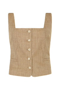 Hopsack Mesh Square Neck Waistcoat