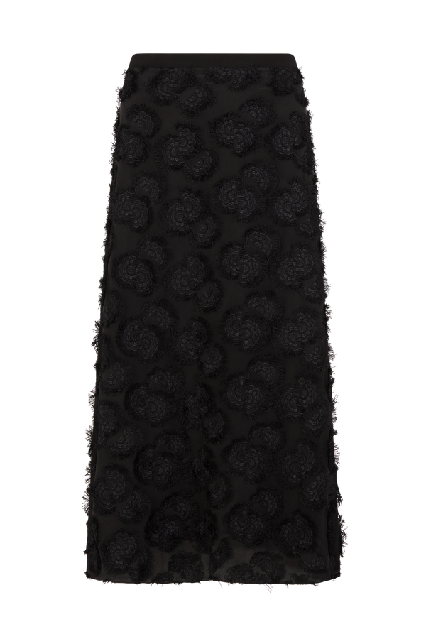 Midi Skirt with Embroidery in Silk