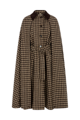 Multi Way Long Cape in Houndstooth Tweed