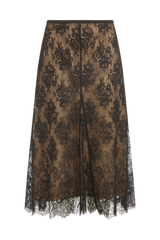 Midi A Line Godet Skirt In Lace