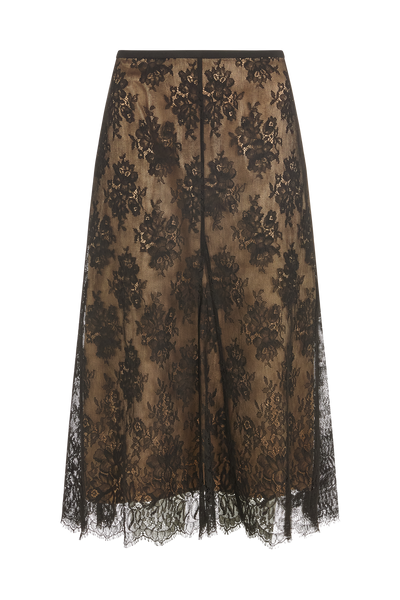 Midi A Line Godet Skirt In Lace