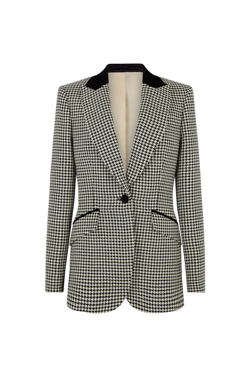 Single Breasted Jacket in Dogtooth Wool