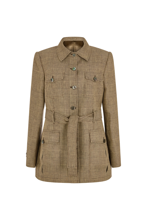 Safari Jacket in Prince of Wales Linen