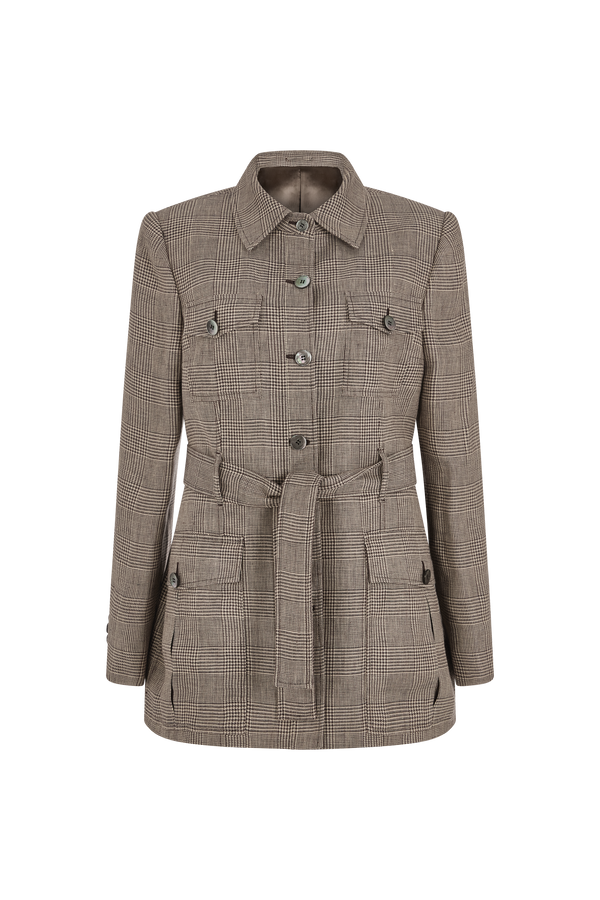 Safari Jacket in Prince of Wales Linen