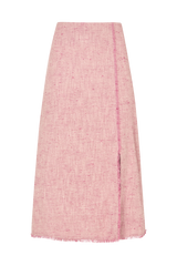 Pencil Skirt with Raw Edge in Silk Cotton