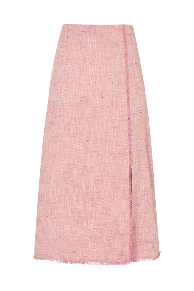 Pencil Skirt with Raw Edge in Silk Cotton