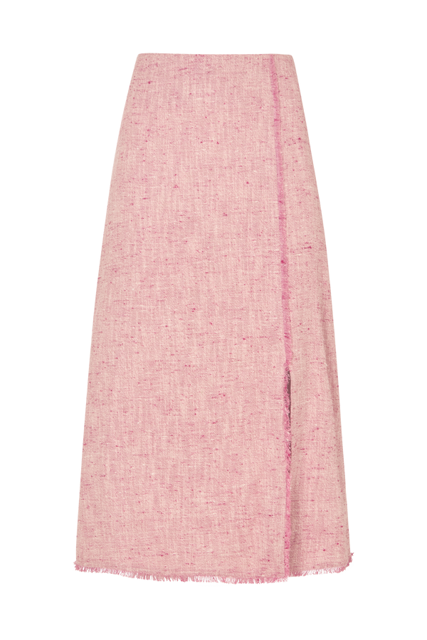 Pencil Skirt with Raw Edge in Silk Cotton