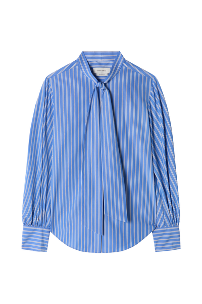 Bow Blouse in Cotton Stripe