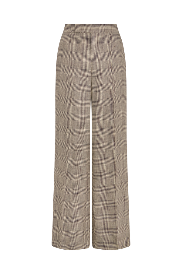 Straight Leg Trouser in Prince of Wales Linen