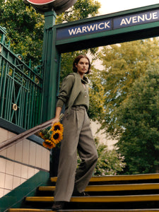 Wide Leg Trouser in Herringbone