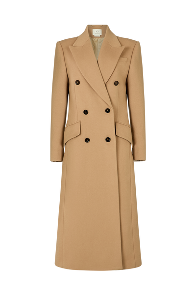 Long Double Breasted Coat in Wool