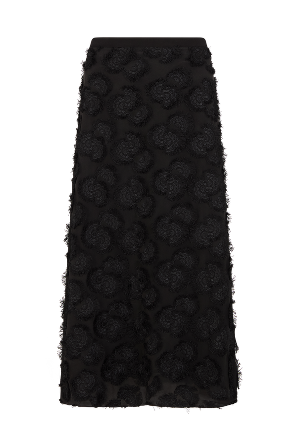Midi Skirt with Embroidery in Silk