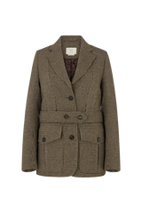 Modern Norfolk Jacket in Houndstooth Tweed Wool