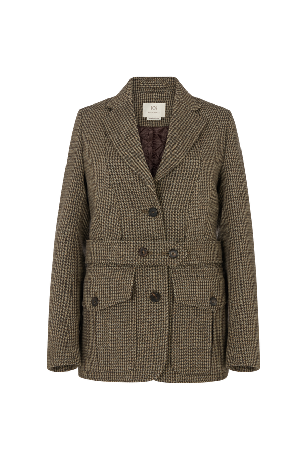 Modern Norfolk Jacket in Houndstooth Tweed Wool