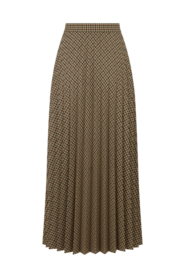 Moor Pleat Skirt in Wool Check