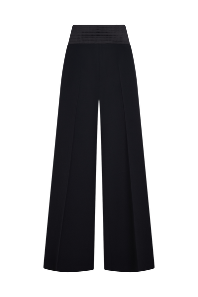 Palazzo Trouser with Tuxedo Stripe & Cummerbund in Barathea