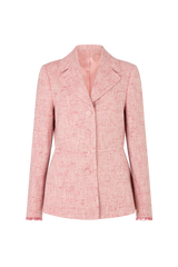 Peplum Savile Jacket with Raw Edge in Silk Cotton
