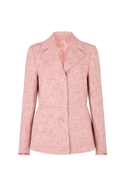 Peplum Savile Jacket with Raw Edge in Silk Cotton
