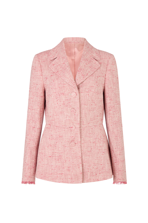 Peplum Savile Jacket with Raw Edge in Silk Cotton