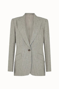 Single Breasted Jacket in Wool Pinstripe