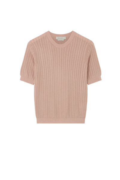 Pointelle Short Sleeve Tee in Knitted Silk