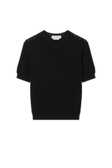 Pointelle Short Sleeve Tee in Knitted Silk