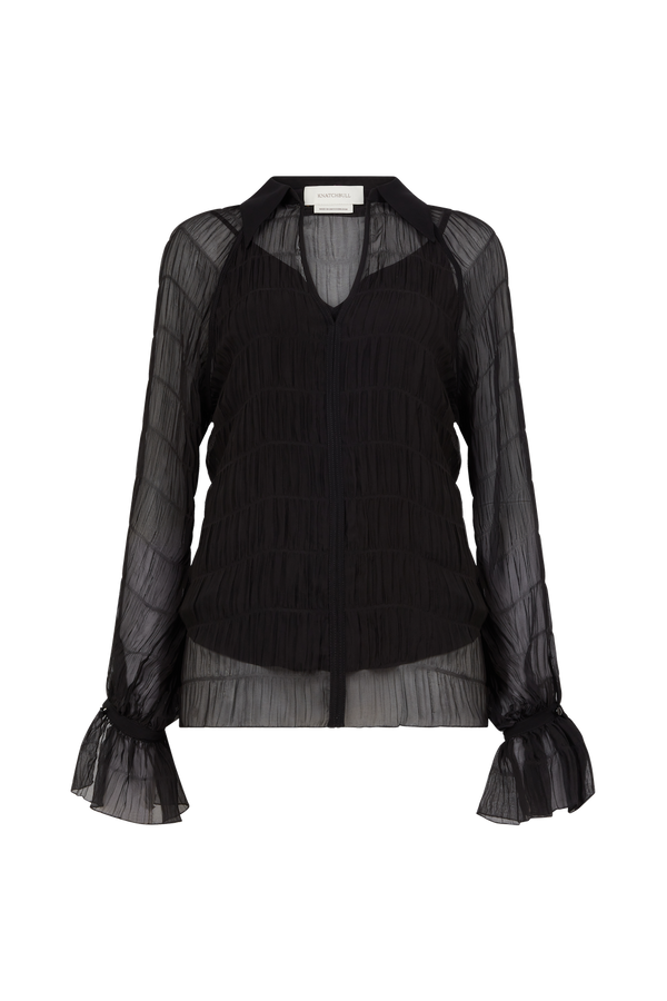 Puckered Pleat Blouse in Silk