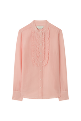 Ruffle Front Blouse in Cotton Silk