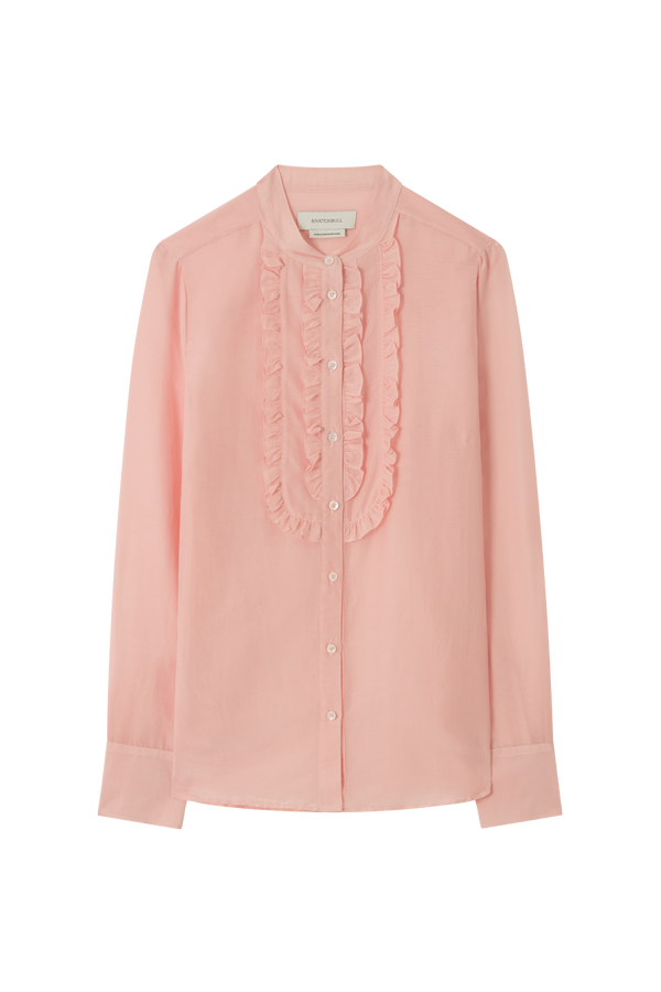 Ruffle Front Blouse in Cotton Silk