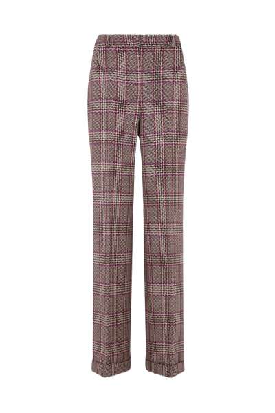 Straight Leg Trouser in Purple Checked Tweed