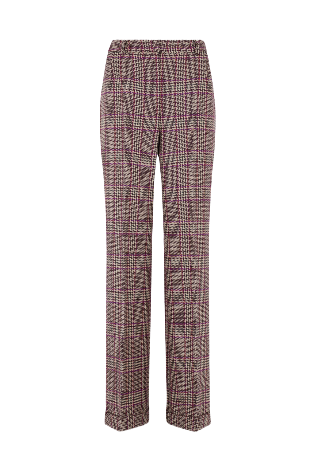 Straight Leg Trouser in Purple Checked Tweed