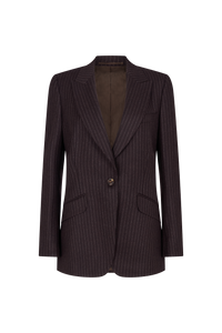 Single Breasted Jacket in Wool Pinstripe