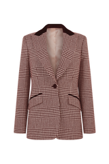 Single Breasted Jacket in Wool Check