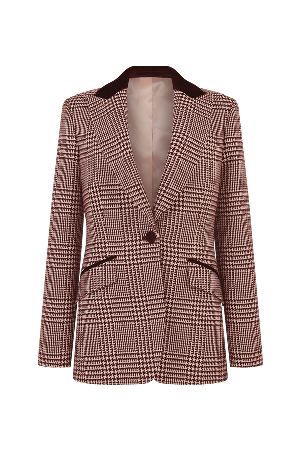 Single Breasted Jacket in Wool Check