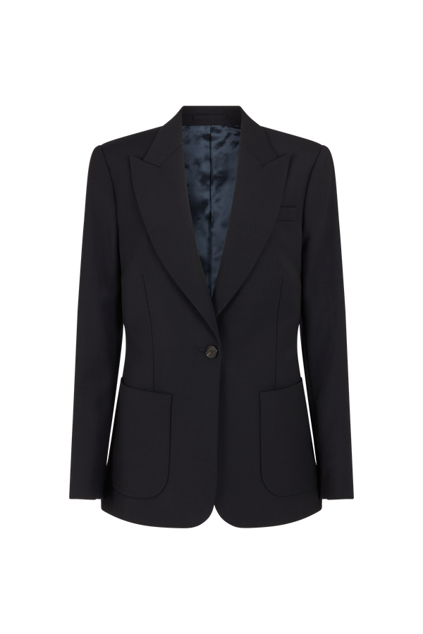 Single Breasted Jacket with Patch Pockets in Wool Charmelaine
