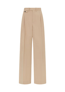 Pleated Woven Wide Leg Trouser