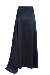 Tuxedo Maxi Skirt in Silk Satin
