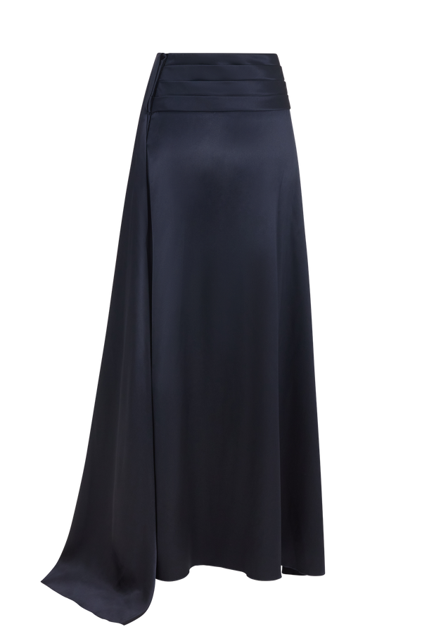 Tuxedo Maxi Skirt in Silk Satin