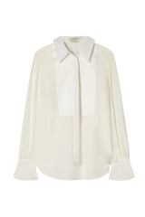 Tuxedo Shirt in Satin and Sandwashed Silk
