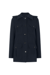 Utility Short Coat in Wool Twill