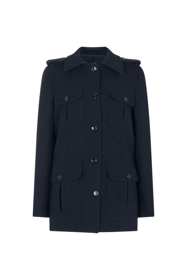 Utility Short Coat in Wool Twill