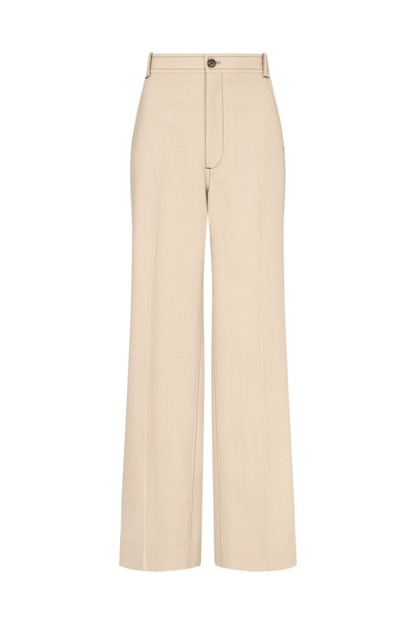 Straight Leg Trouser with Side Panel in Wool