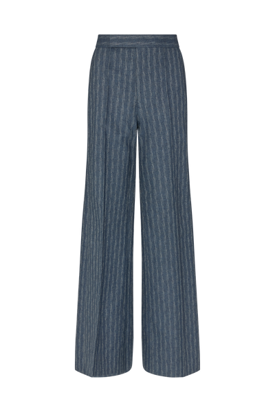Straight Leg Trouser in Boucle Denim Wool