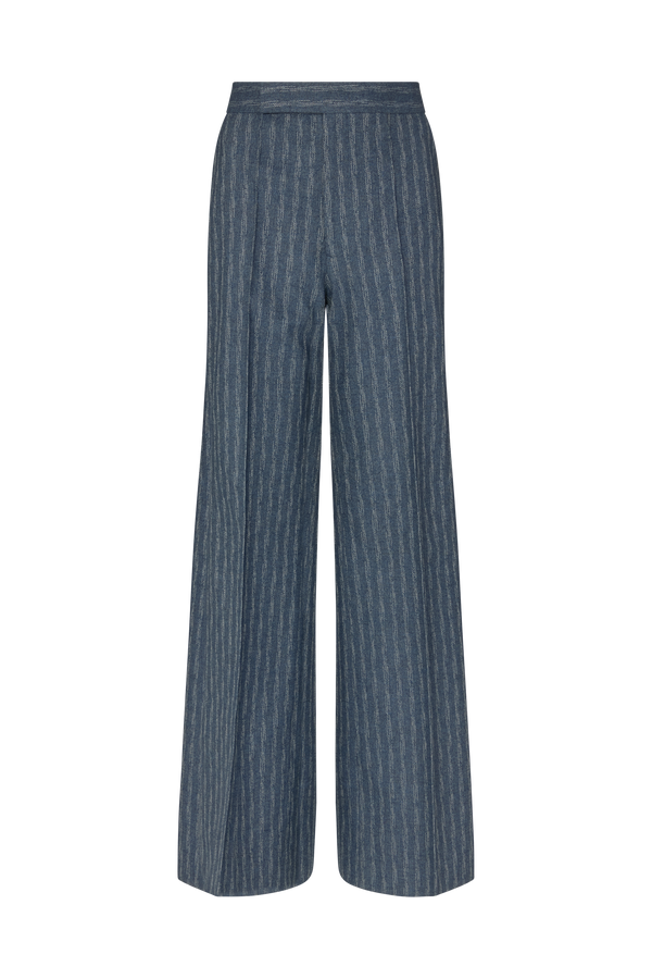 Straight Leg Trouser in Boucle Denim Wool