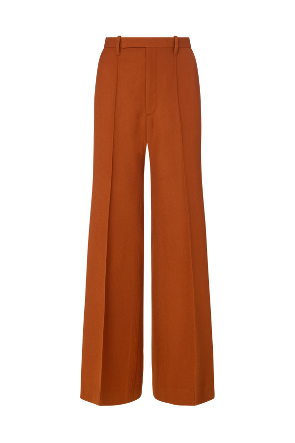 Flared Leg Trouser in Wool Twill